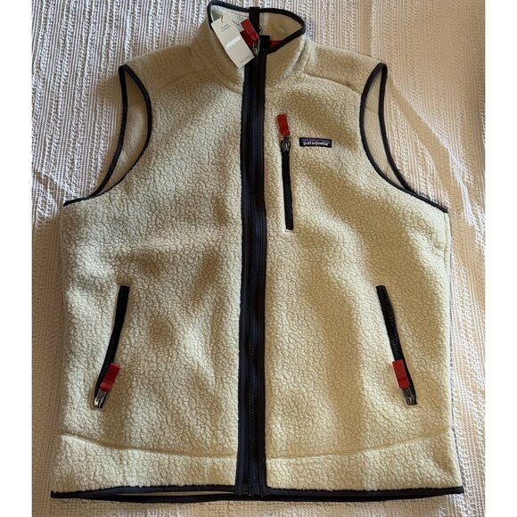 NWT Patagonia Men's Retro Pile Fleece Vest - Pelican w/Smolder Blue - Men's M